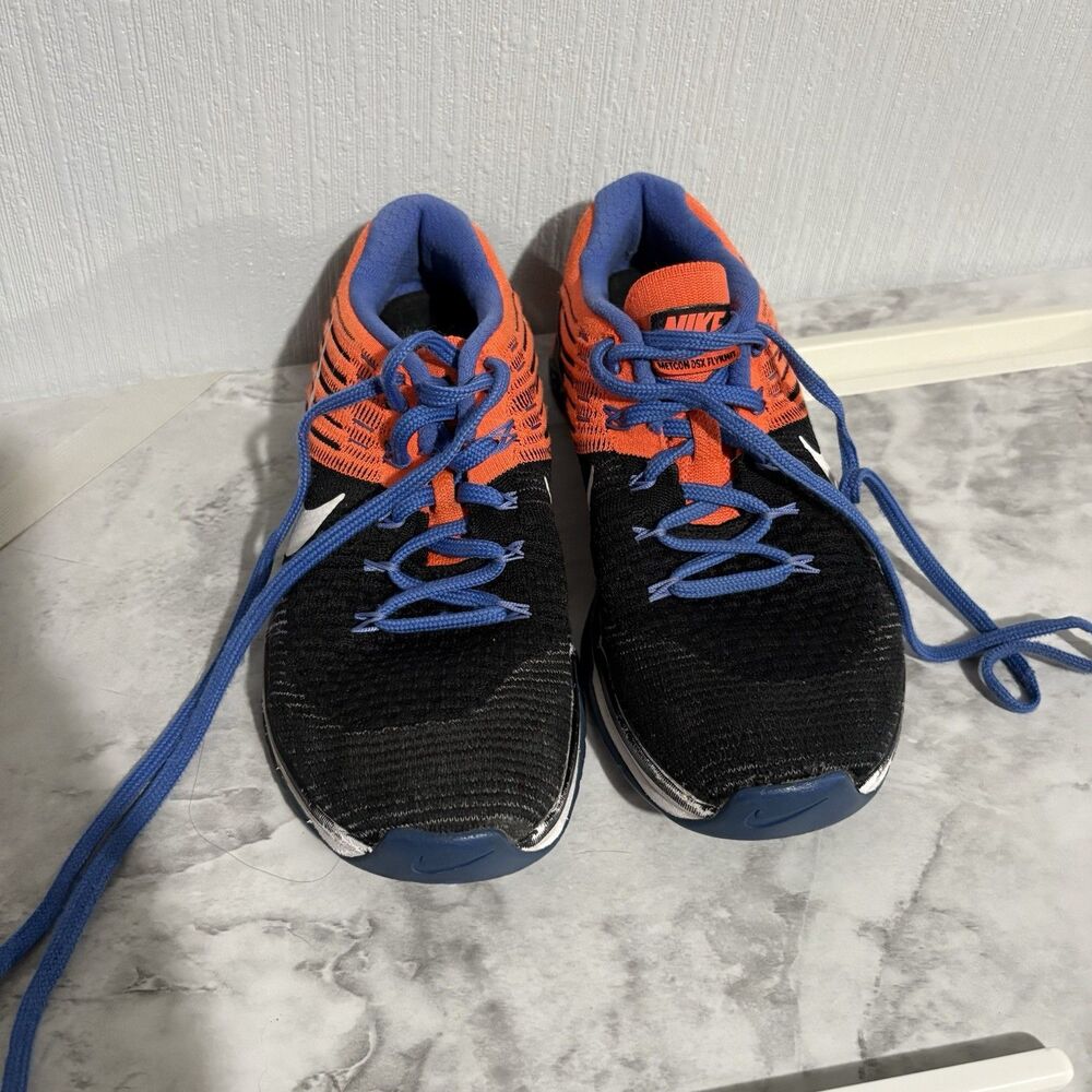 Nike Macon DSX Flyknit Shoe Blue Orange Black Athletic  Youth Size 6